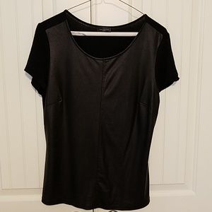 Limited Size medium black tee with faux leather